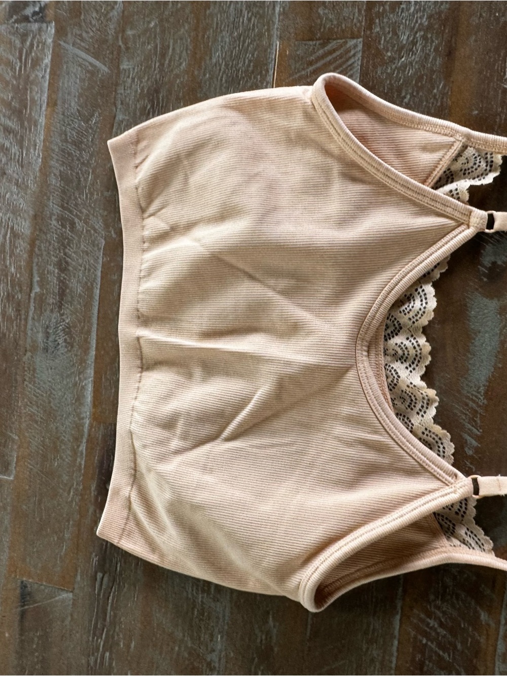aerie Lace-Trim Seamless Bralette in apricot - Picture 4 of 5